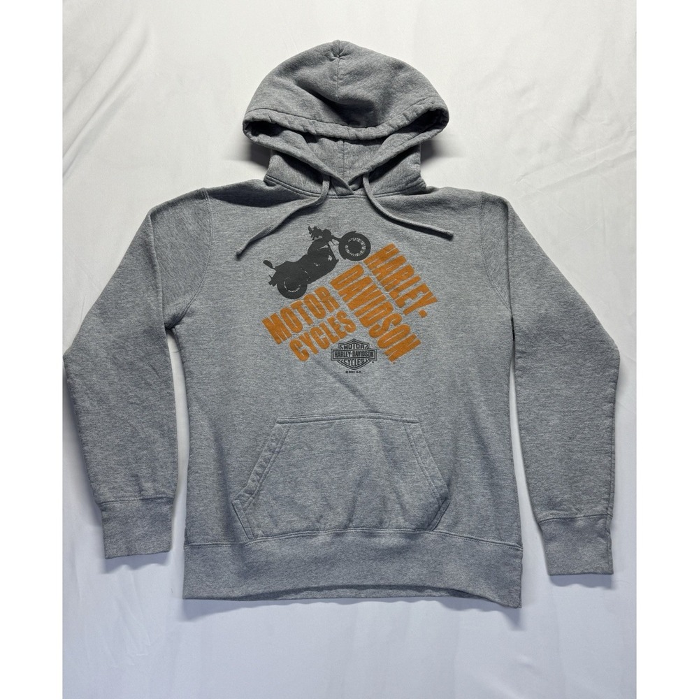 Harley-Davidson Women's Hoodie Gray M Graphic Motorcycle Pullover Sweatshirt